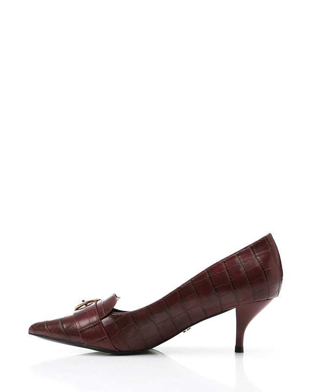 Faux Leather Pointed Toecap Heels
