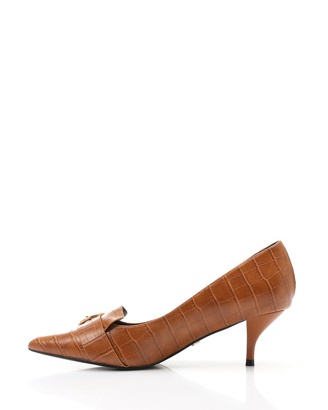 Faux Leather Pointed Toecap Heels