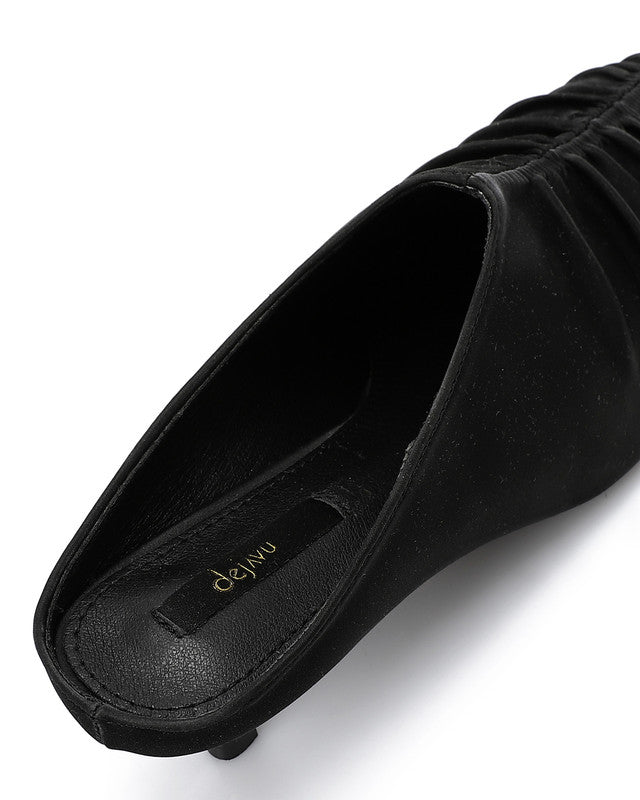 Stitched Details Mid Heel Mules