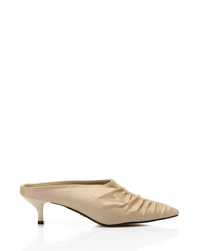 Stitched Details Mid Heel Mules