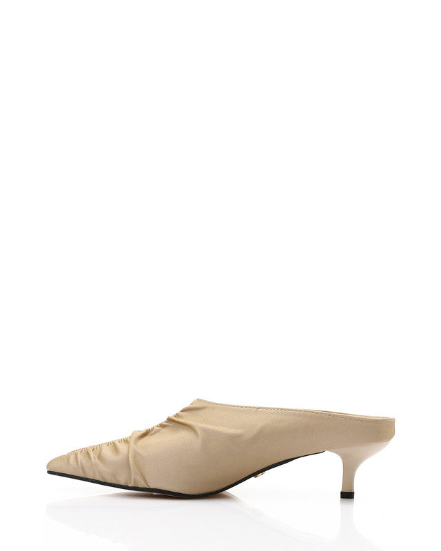 Stitched Details Mid Heel Mules