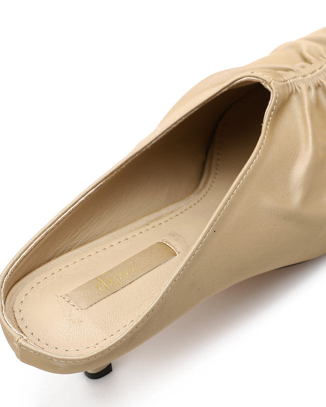 Stitched Details Mid Heel Mules