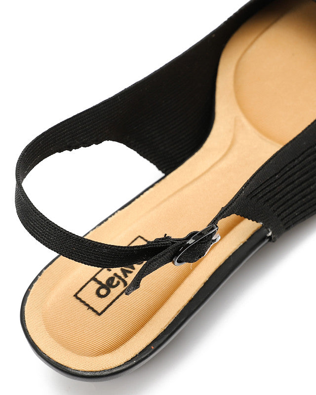 Pointed Ribbed Mid Heel Pump