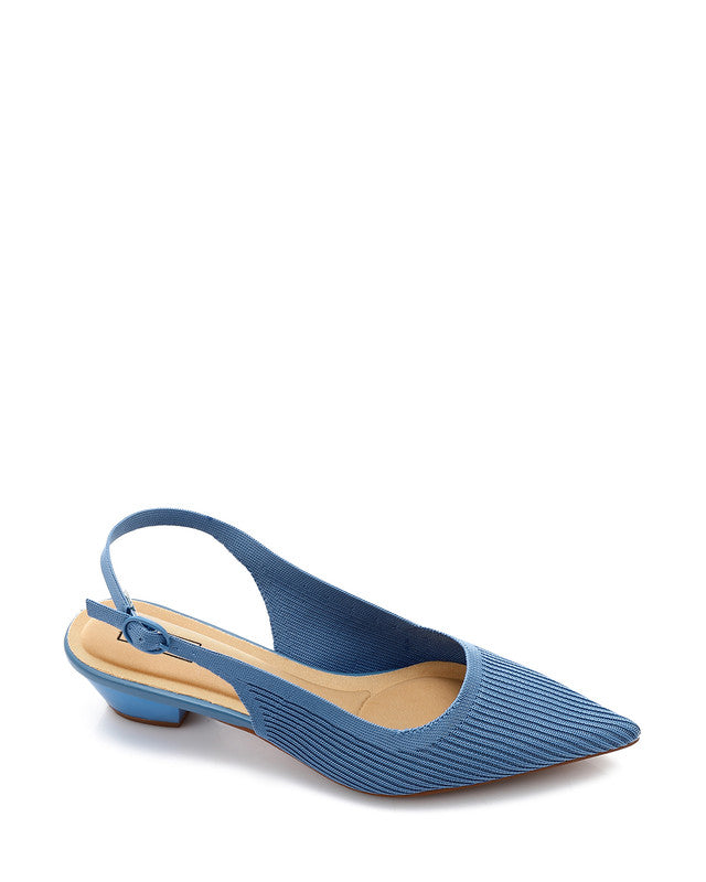 Pointed Ribbed Mid Heel Pump