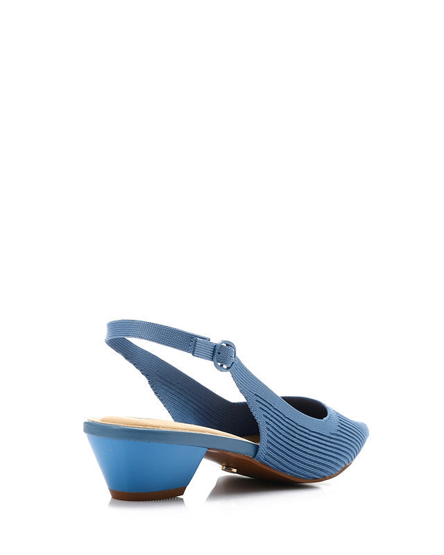 Pointed Ribbed Mid Heel Pump