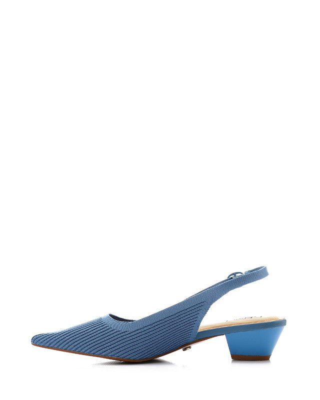 Pointed Ribbed Mid Heel Pump
