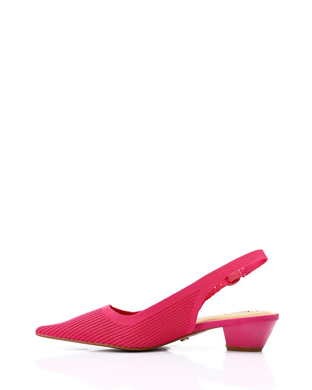 Pointed Ribbed Mid Heel Pump