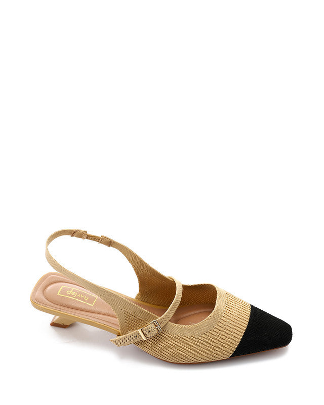 Semi Square Toecap Mid Heel Pump