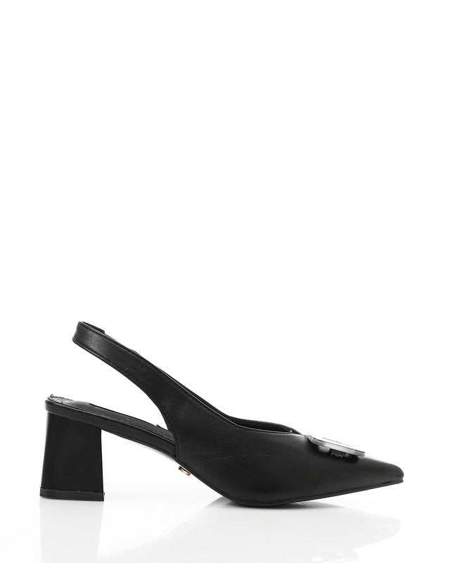 Faux Leather Upper Heels