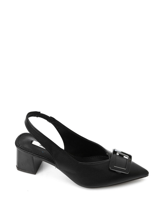 Faux Leather Upper Heels