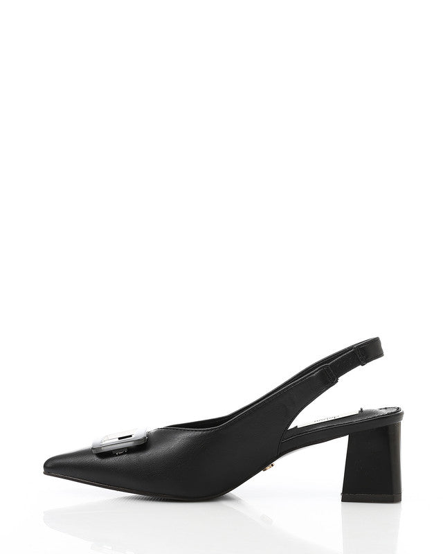 Faux Leather Upper Heels