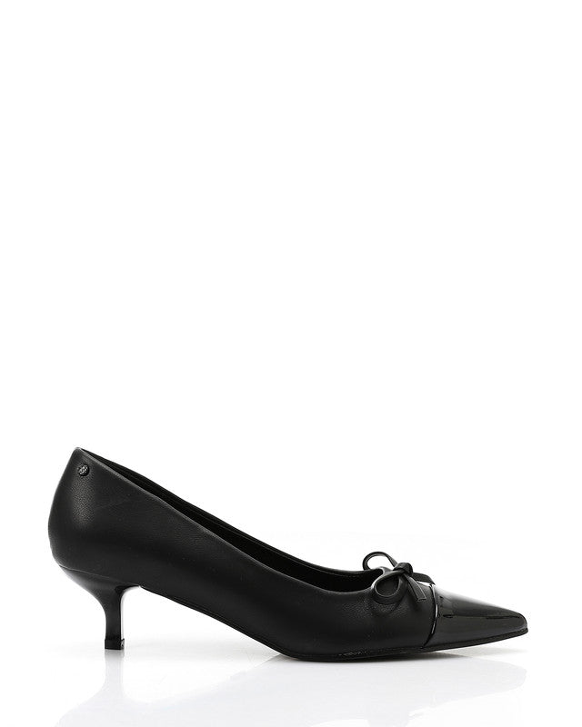 Pointed Toecap Leather Plain Heels