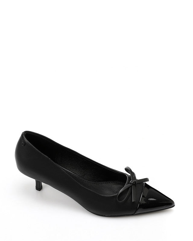 Pointed Toecap Leather Plain Heels