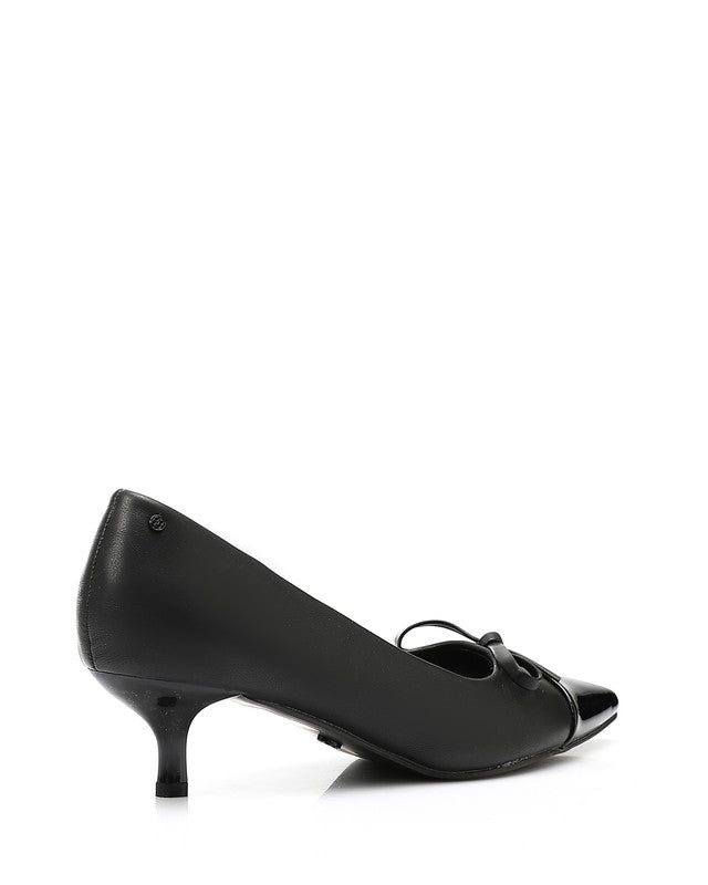 Pointed Toecap Leather Plain Heels