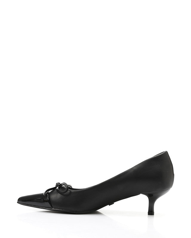 Pointed Toecap Leather Plain Heels