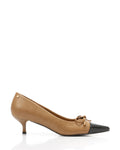 Pointed Toecap Leather Plain Heels