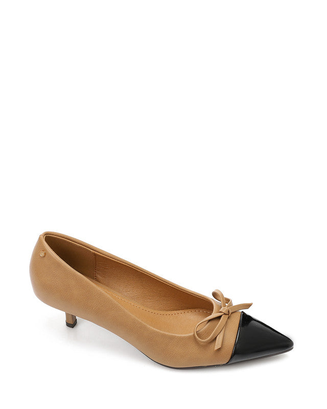 Pointed Toecap Leather Plain Heels