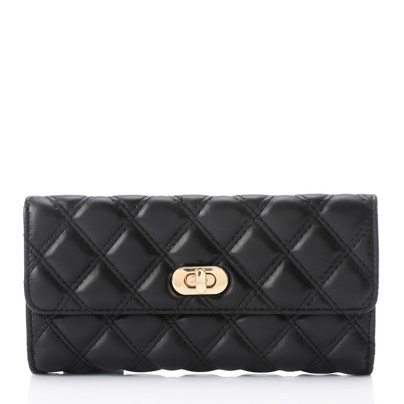 Lock Closure Quilted Wallet