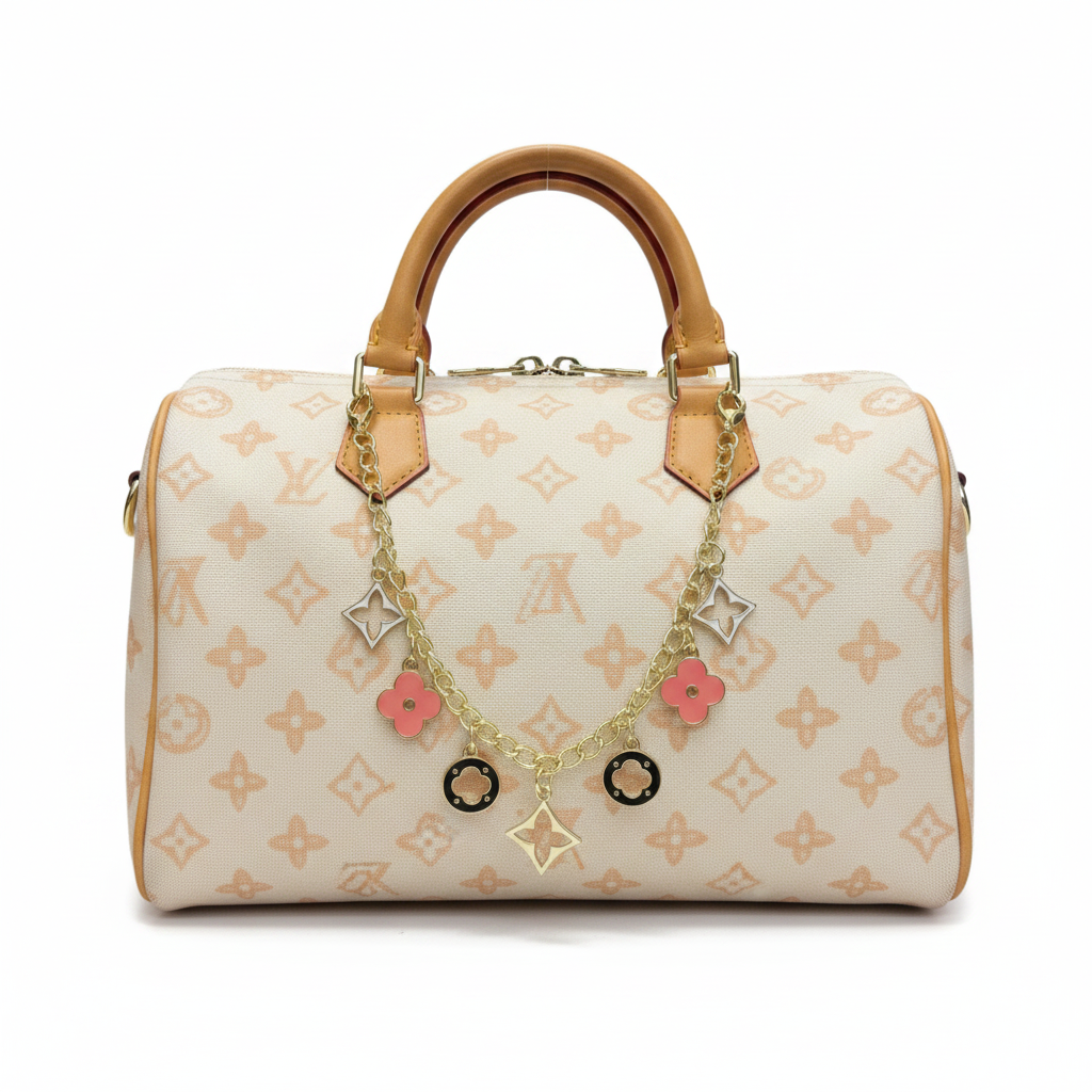 LV Speedy P9 Exclusive Design bag in Beige, front view