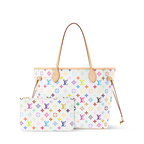 Louis Vuitton x TM Neverfull MM in Multicolor White - back view | MOAH