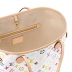 Louis Vuitton x TM Neverfull MM in Multicolor White - detail view | MOAH