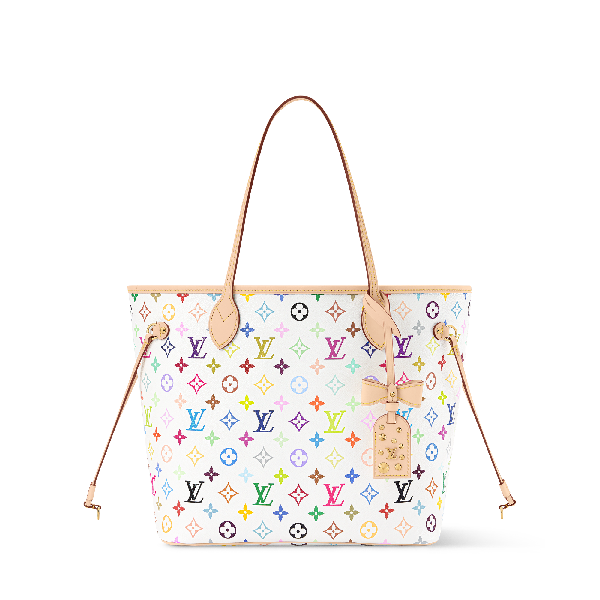 Louis Vuitton x TM Neverfull MM in Multicolor White - front view | MOAH