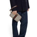 Gucci Ophidia Small Crossbody Bag in Beige and Dark Brown - product view 4 | MOAH