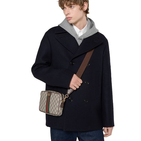 Gucci Ophidia Small Crossbody Bag in Beige and Dark Brown - product view 3 | MOAH