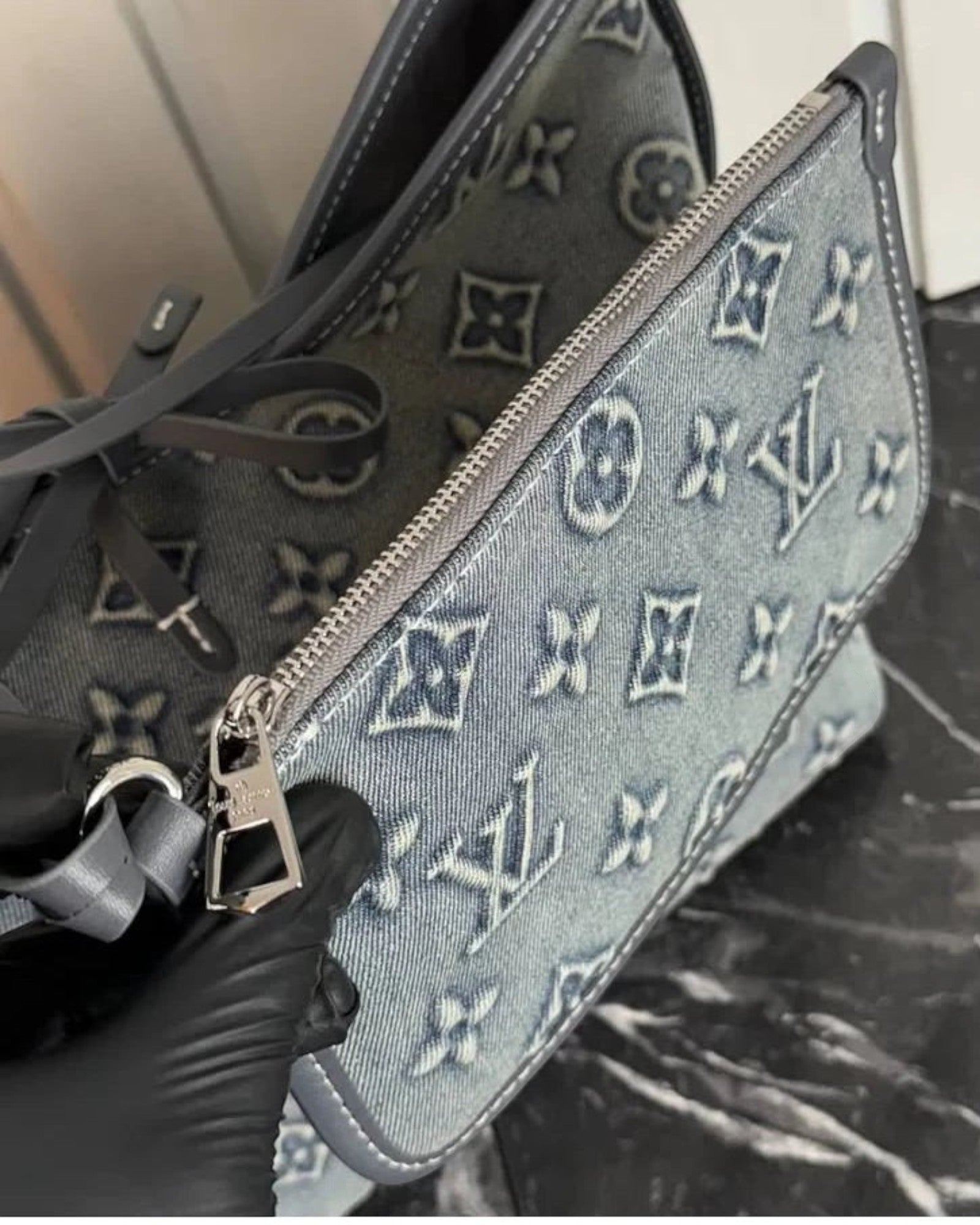 Louis Vuitton Denim Shoulder Bag Set in Blue - image 9 | MOAH