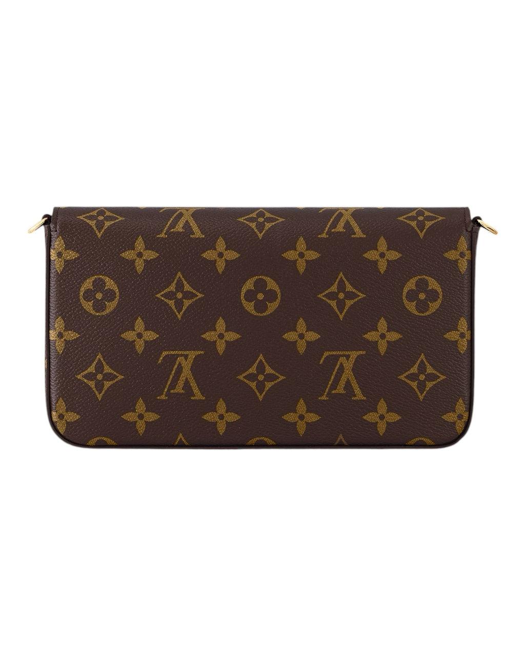 MOAH shoes Louis Vuitton envelope chain wallet in iconic brown monogram canvas with gold hardware details.