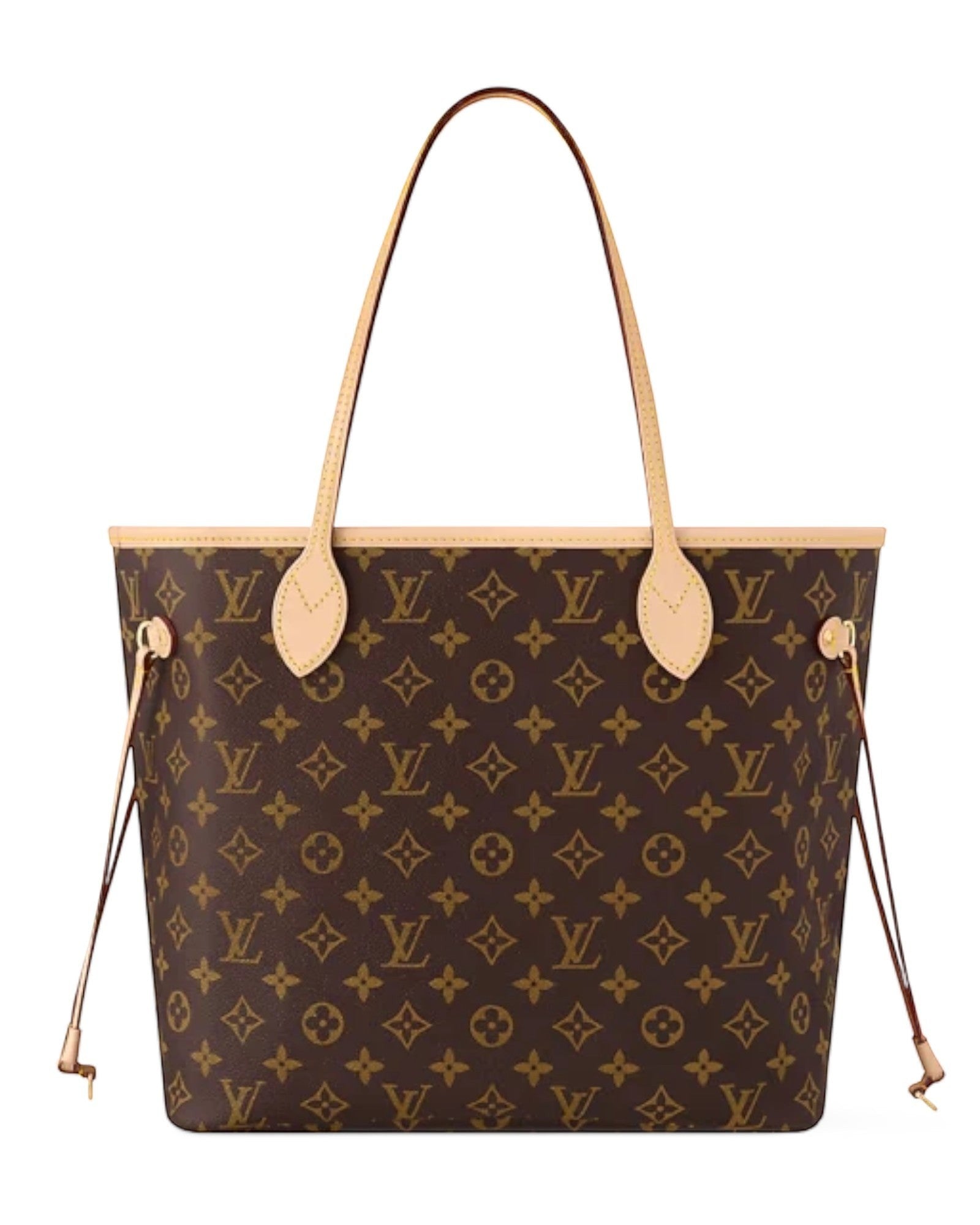 MOAH shoes Louis Vuitton Neverfull monogram canvas tote with natural cowhide leather trim and side cinch laces