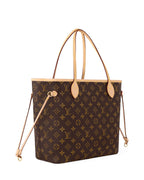 MOAH shoes Louis Vuitton Neverfull monogram canvas tote with natural cowhide leather trim and adjustable side laces