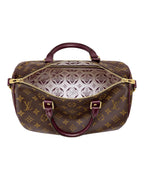 MOAH shoes Louis Vuitton Speedy handbag in monogram canvas with burgundy leather trim and patterned textile interior