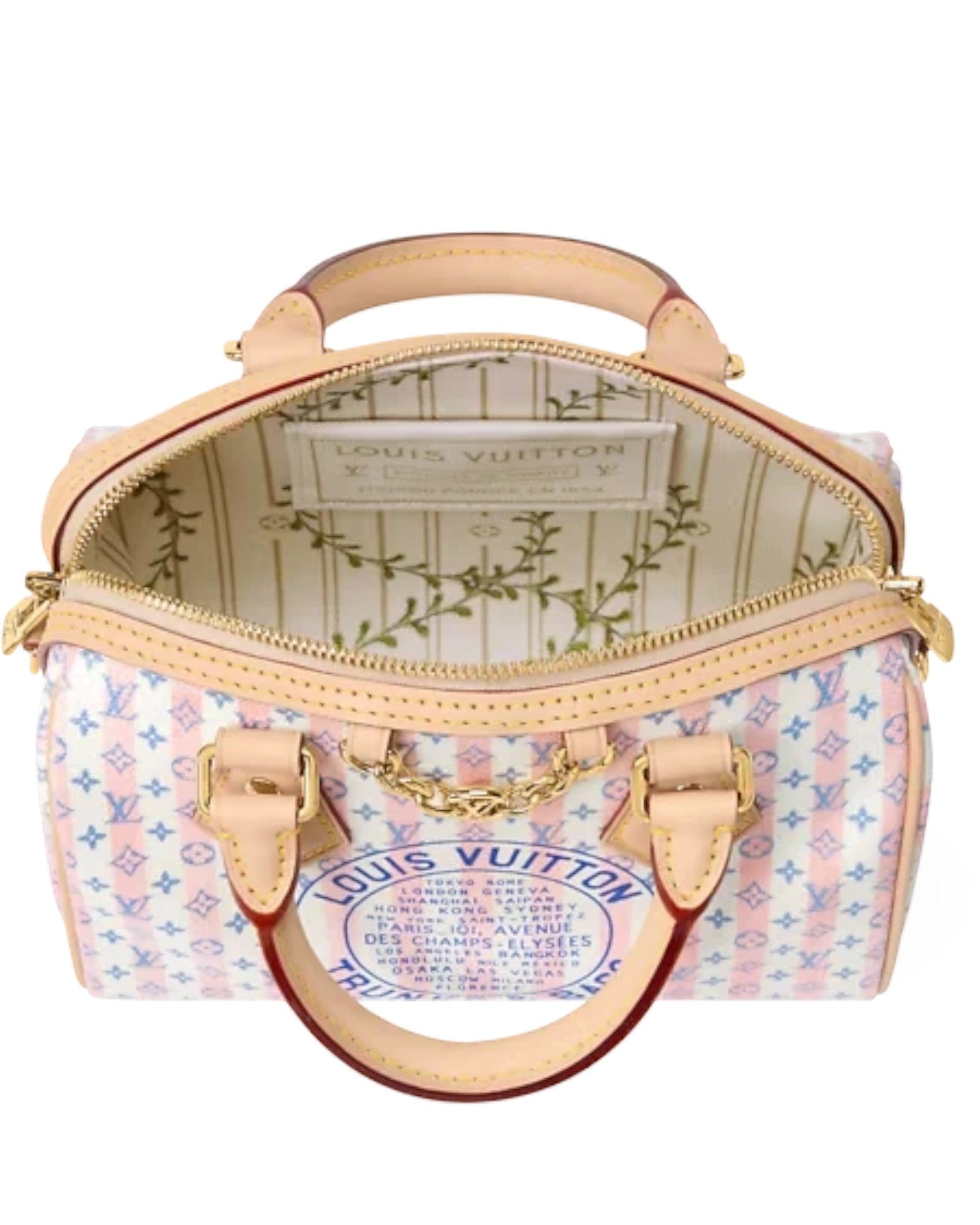 Louis Vuitton Speedy Bandoulière Handbag in LV Stamp Nude Rose - image 2 | MOAH