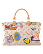 MOAH shoes Louis Vuitton Speedy Bandouliere handbag in monogram canvas with colourful travel-inspired patches
